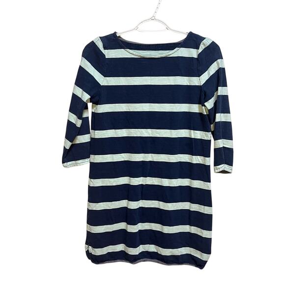 J Crew Nautical Navy & Mint Green Mini Shirt Dress 3/4 Sleeve Striped Shift XS - Picture 1 of 9